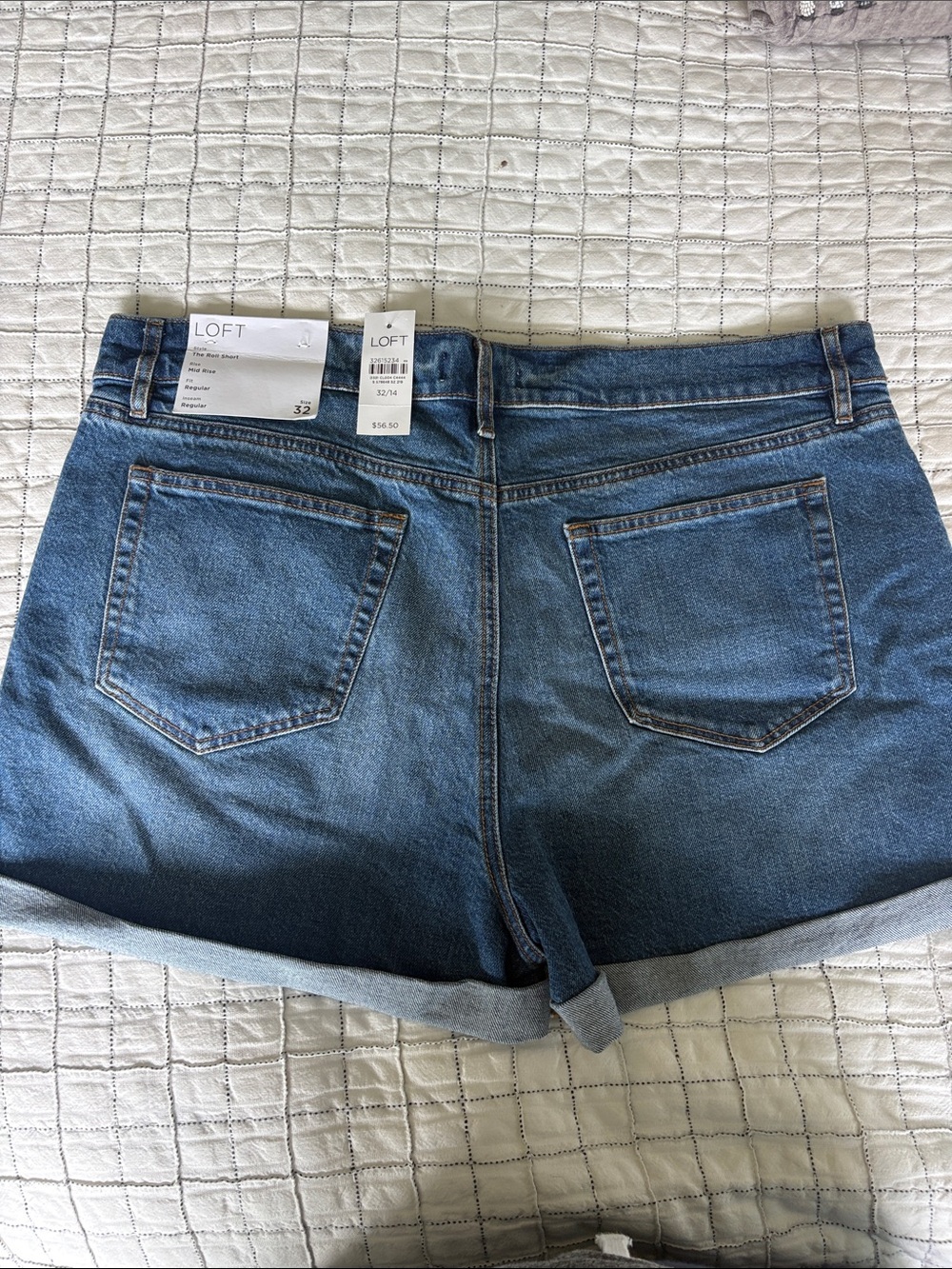 LOFT Medium Blue Denim Roll-Cuff Women's Shorts - Picture 4 of 4